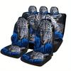 Leopard Blue Roses Designed Car Seat Cover Set For Most Cars, High-quality Comfortable Car Seat Protector Covers Full Set, Unive