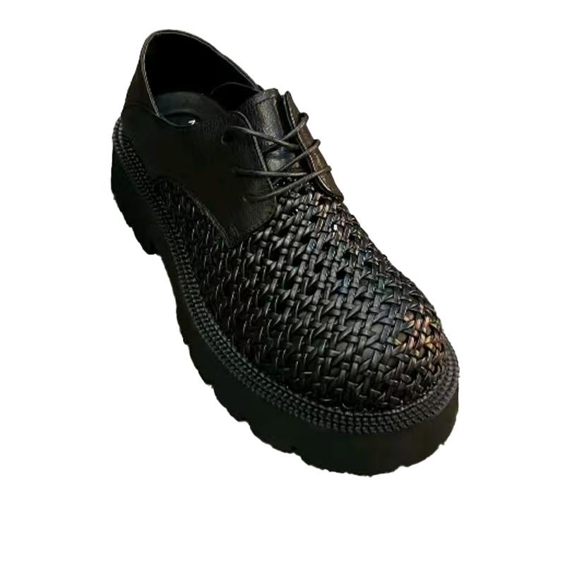 Support the New Ciphertext Men's Pure Leather Casual and Comfortable Woven Men's Shoes High Quality Fashion Versatile Business European Goods Handsome