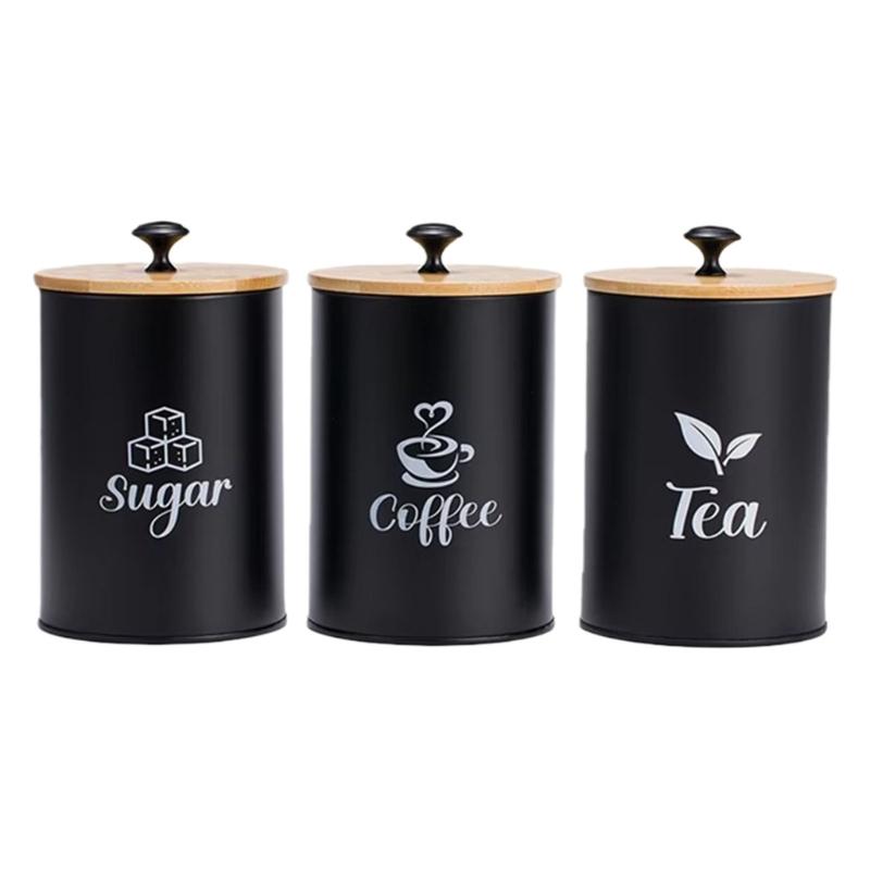 

Teas Coffee Candy Container With Bamboos Lid for Kitchen Counter Multifunctional Sealed Storage Jar for Dry Food 1