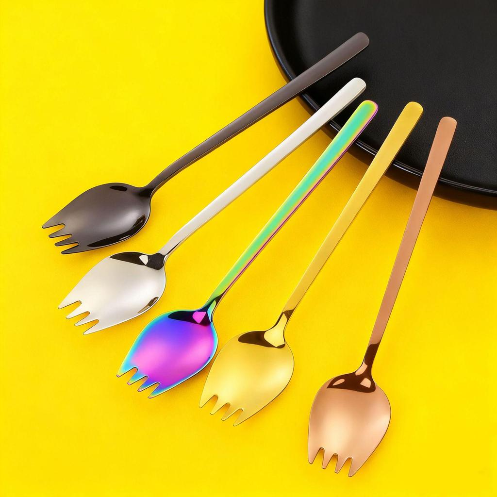 304 Stainless Steel Dual-Use Western Salad Spoon with Long Handle