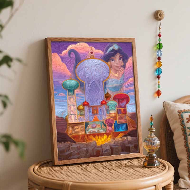 Disney oil painting painting art Princess Jasmine palace handmade diy painting home decoration gift
