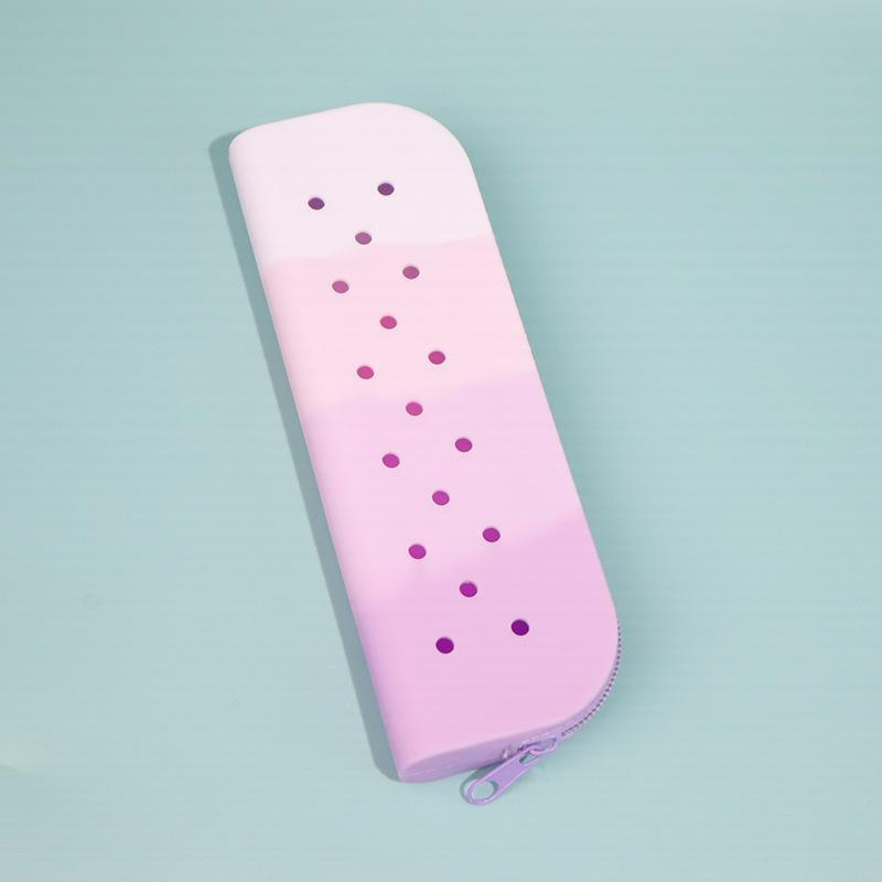 DIY silicone hole pencil bag, student creative cute pencil bag learning stationery storage bag stationery box
