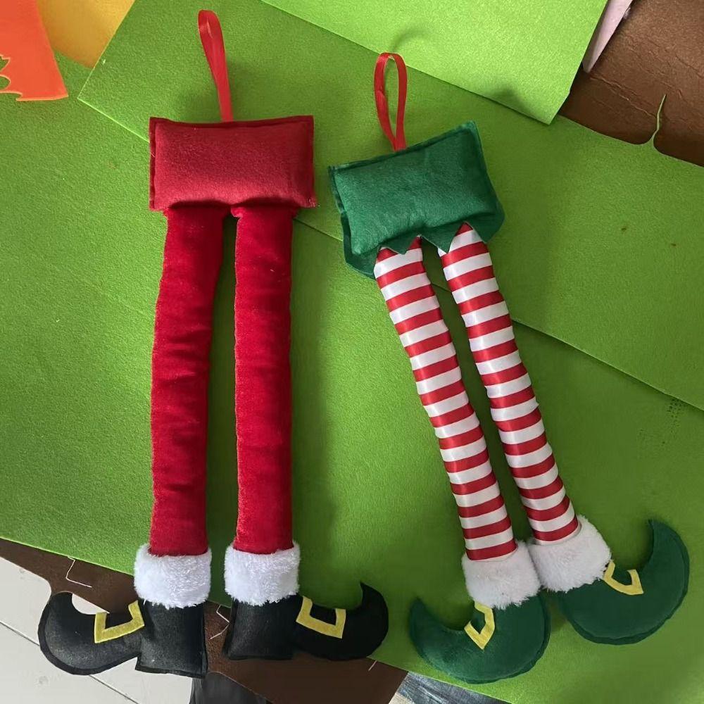 Soft Christmas Elf Legs Hanging Ornament Fireplace Mantel Decoration  Home Holiday Party Decor