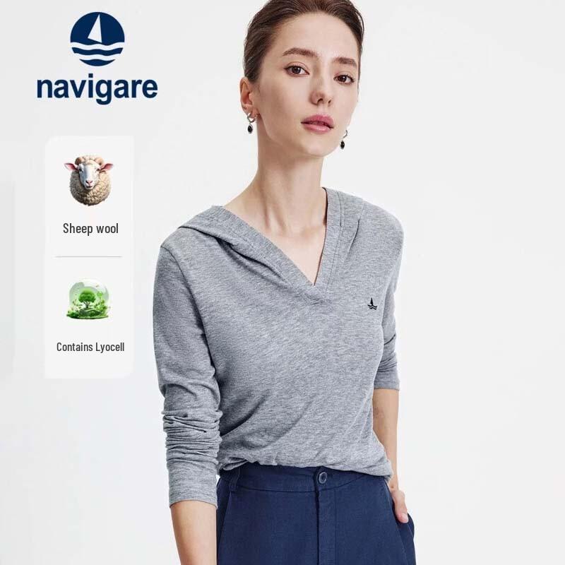 Navigare Women s Knitted Hooded Long Sleeve T-shirt L