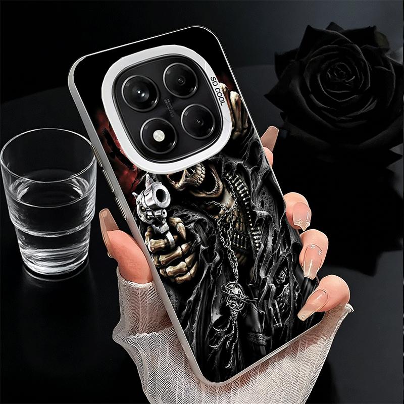 Reaper Skull Skeleton Gun Soft Phone Case for Xiaomi Redmi Note 13 14 15 Pro Plus 12S 12 11S 11 11T 10S 10 Shockproof Cover Back