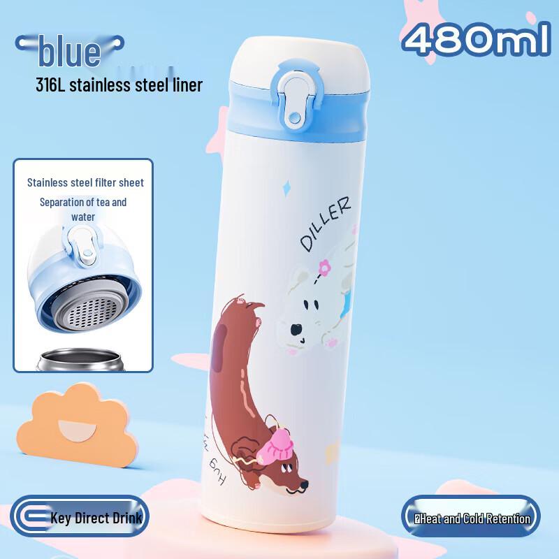 Diller Dachshund 480ML Insulated Water Bottle
