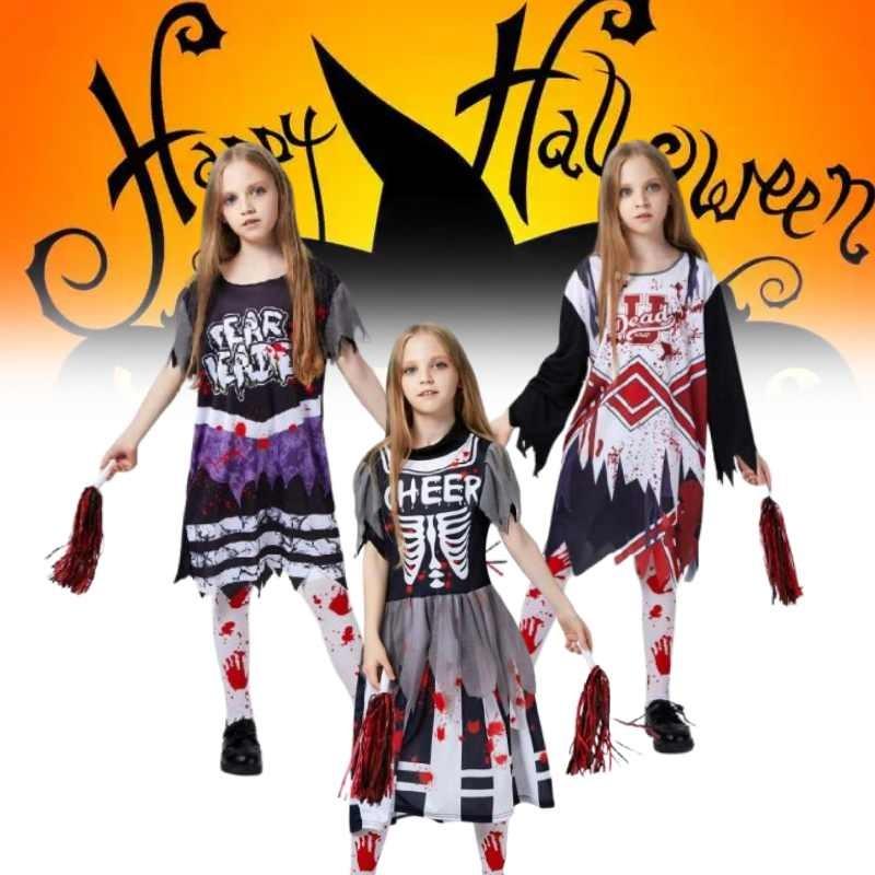Zombie Halloween Cosplay Costume Cheerleading Team Party Dress Performance Stage