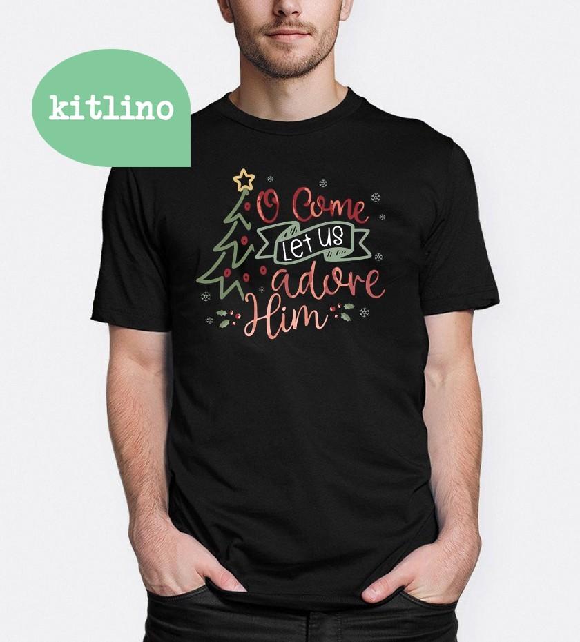 Religious Christmas Jesus O Come Let Us Adore Him Unisex T-Shirt M