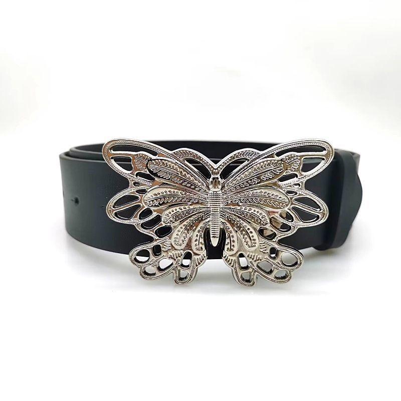 

Sophisticated Hollow Metal Butterfly Automatic Belt For Womens Fashionable Look