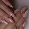 Elegant Almond Shapeds Press On Nail With 3D Waterdrops Texture ABS Material Comfort Fit For Office Event Beach Vacations