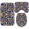 Luxury Black Gold Greek Key Meander Border Bath Rug Set Modern Geometric Ornate Bathroom Door Mat for Toilet Floor Carpet Decor