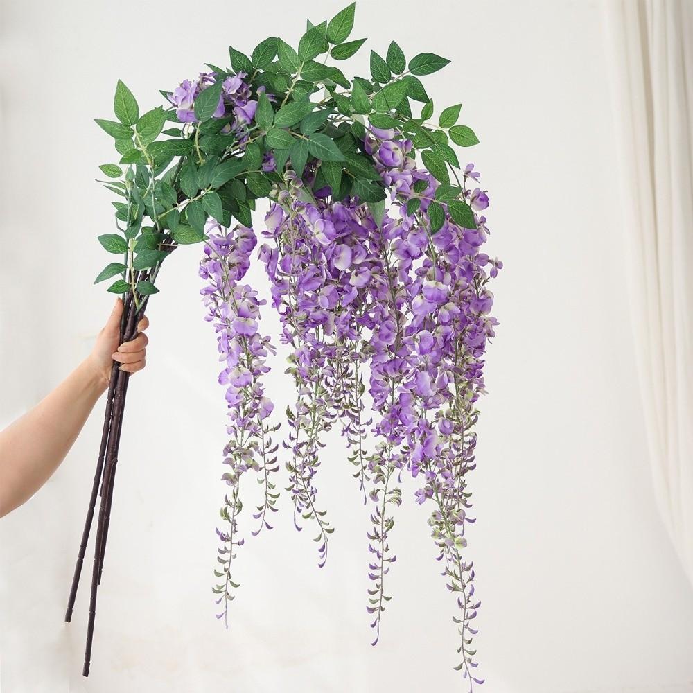 Lifelike Long Branch Artificial Flower 3 Forks 180cm Wisteria Flowers Hanging Decor Hanging Wisteria Home
