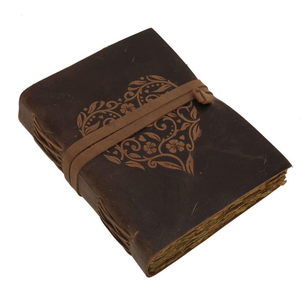 Vintage kožený deník kniha Shadow Grimoire Starožitné Deckle Paper Heart