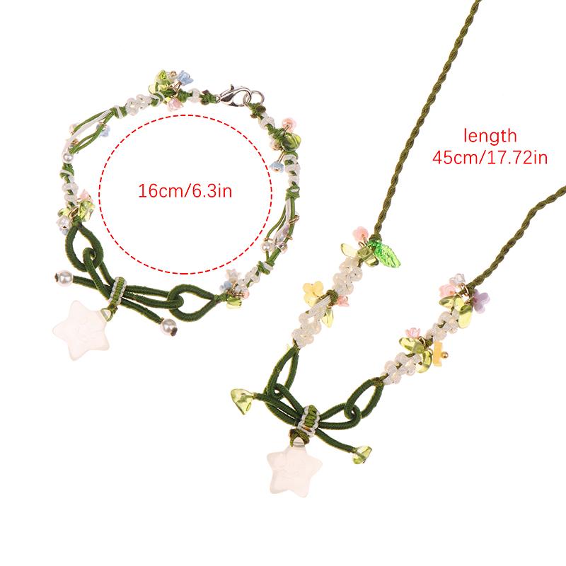 Mini Colorful Flower Necklace Bracelet Charm Beaded Jewelry For Women Spring Gifts