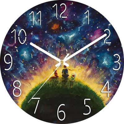 Digital Wall Clock with Low Noise, 30cm/12inch Starry Sky Wall Clock Quartz Clock Quiet Silent Simple Clock for Home Decor Children Room