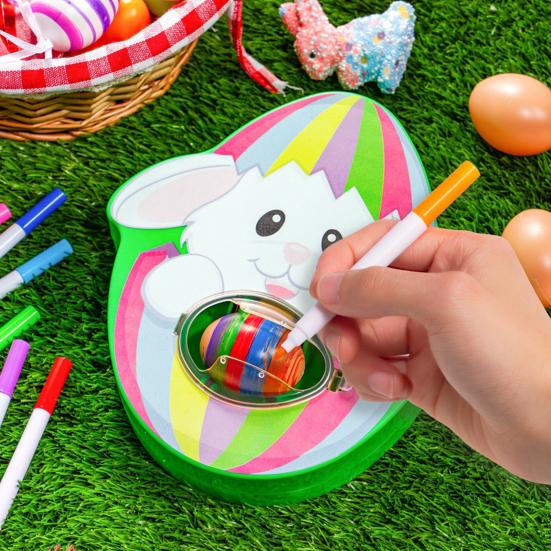 1 Set DIY Egg Toys Manual with Pen Hand-eye Coordination Color Cognition Brain Development Entertainment Smooth Easter Egg Machine Drawing Toys Gift