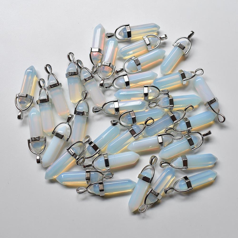24pcs/lot Fashion quality assorted natural stone mixed pillar charms chakra Pendants & necklaces for making free