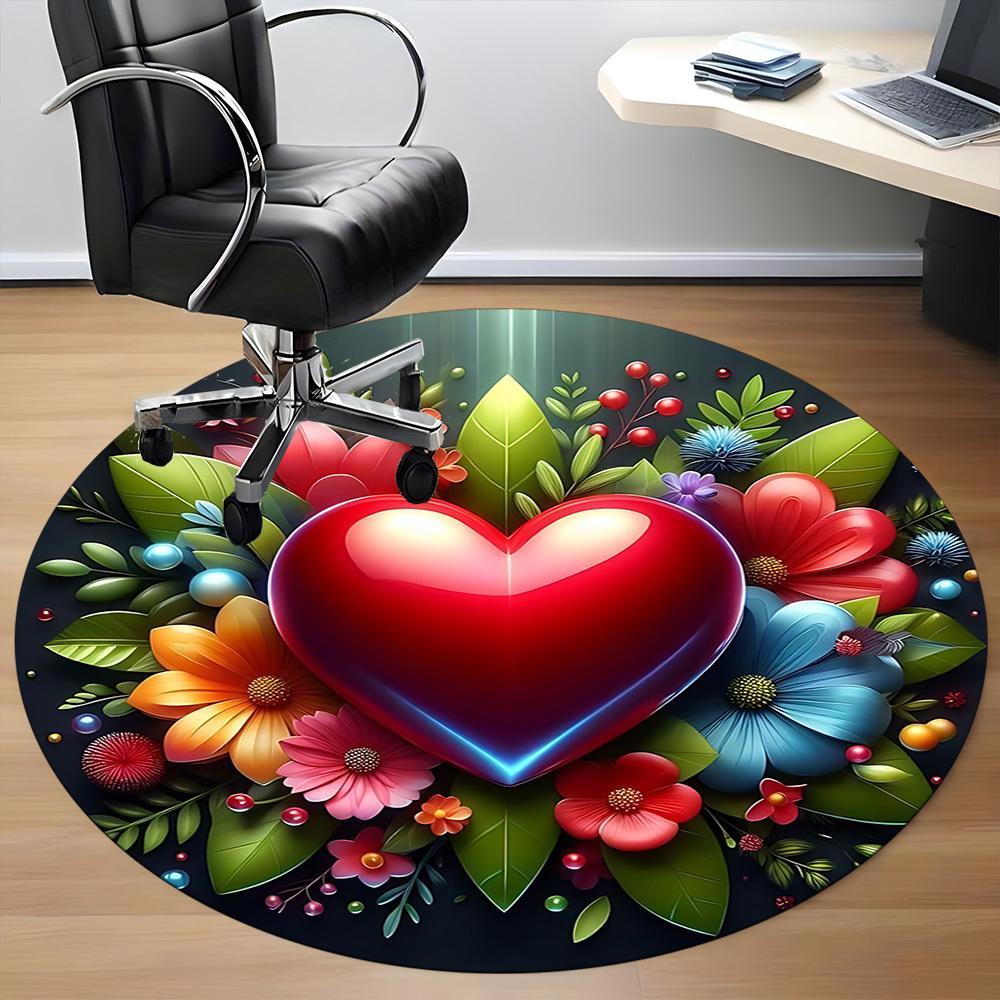 

1pc Heart Flowers Carpet for Office, Non-slip, Soft and Durable Office Rug, Perfect for Office yy260128022 80cm by 80cm