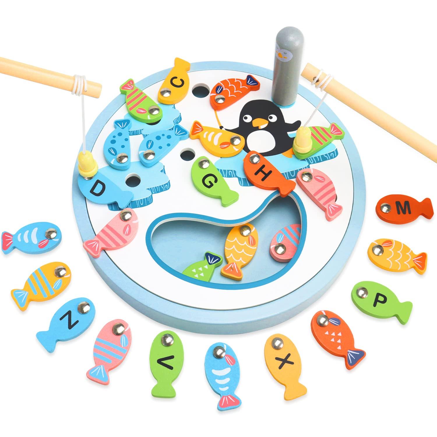 

CORPER TOYS Деревянная игрушка Рыбалка Игрушка Рыбалка Магнитная удочка с мешочком для хранения Животное Пингвин Развивающая игрушка Тренировка кончиков пальцев