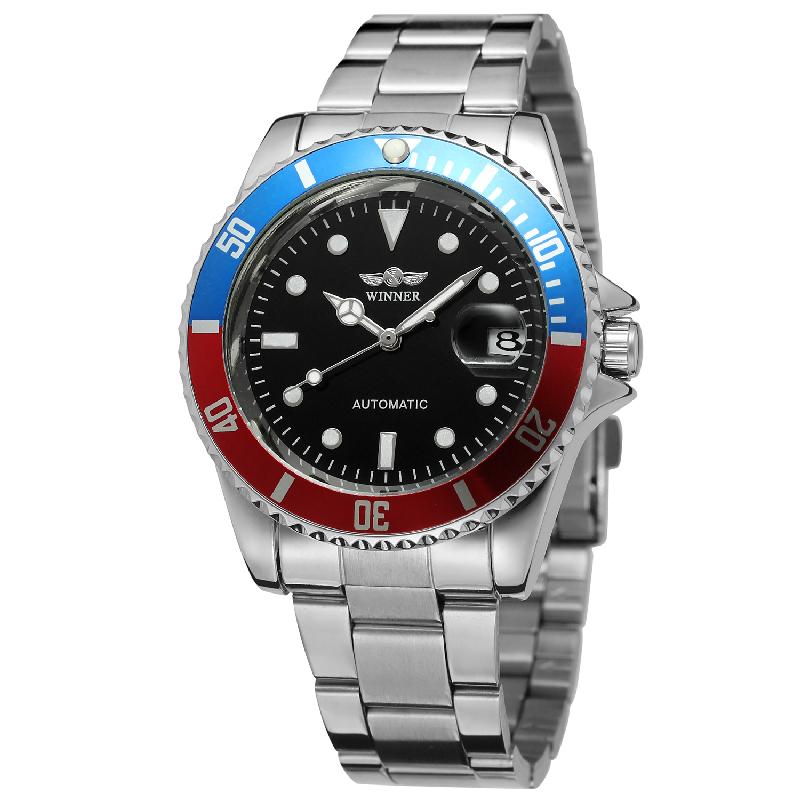 Winner Automatische Mechanische Herrenuhr Top Marke Luxus Drehbare Lünette Timer Leuchtendes Zifferblatt Datumsanzeige Männliche Klassische Armbanduhr