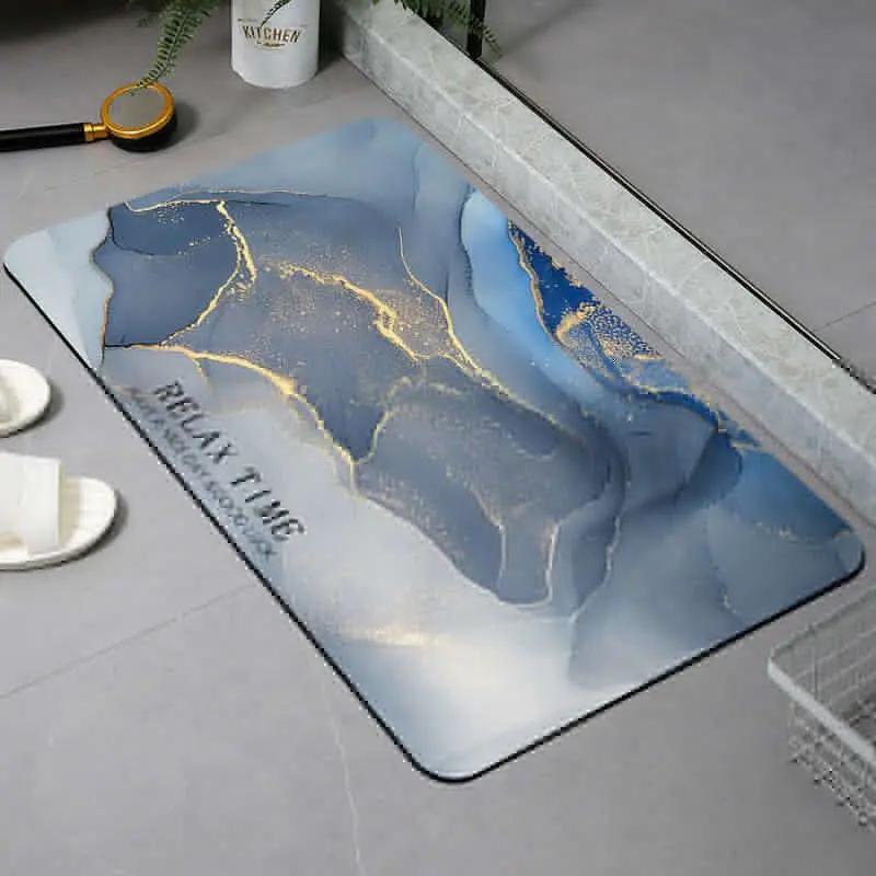 Modern Marble Printed Bathroom Floor Mat Absorbent Non Slip Bathtub Rug Decorative Carpet Bathhouses Accessories Home Room Decor