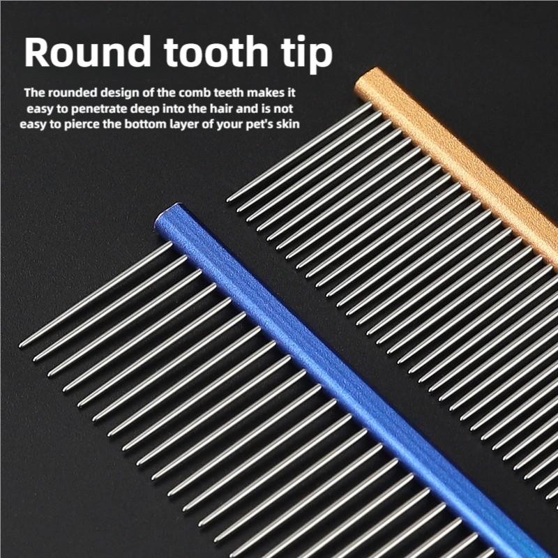 High Quality Fancy Dog Comb Long Thick Hair Fur Removal Brush Pet Colorful Aluminum Handle Light Trimmer Dog Grooming Comb