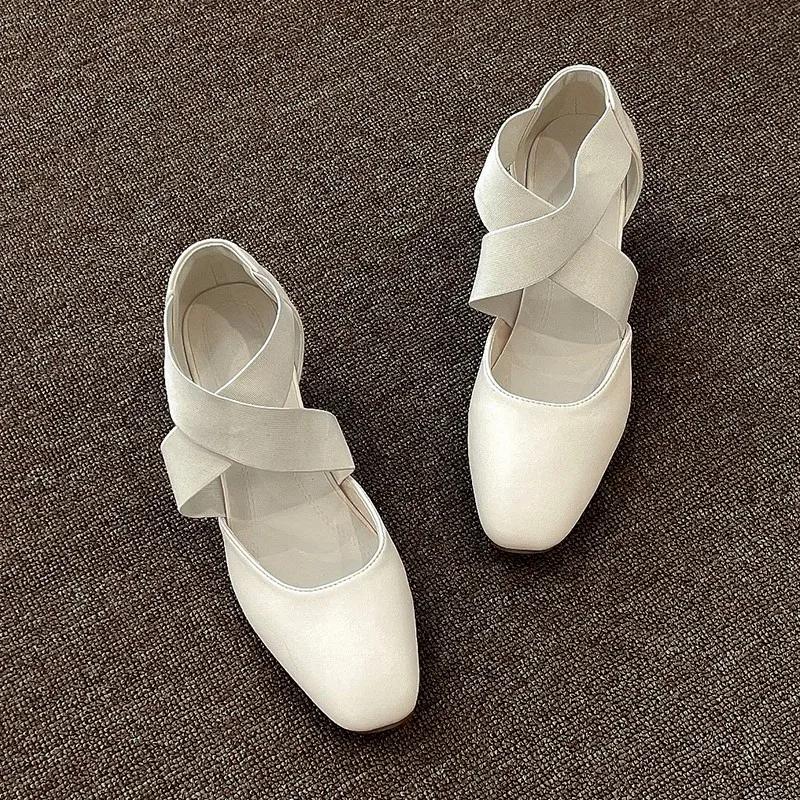 Fashion 2025 Brand Shoes for Women Elastic Band Women's High Heels Fashion Square Toe Dress Pumps Women New Plus Size Solid Heels Women