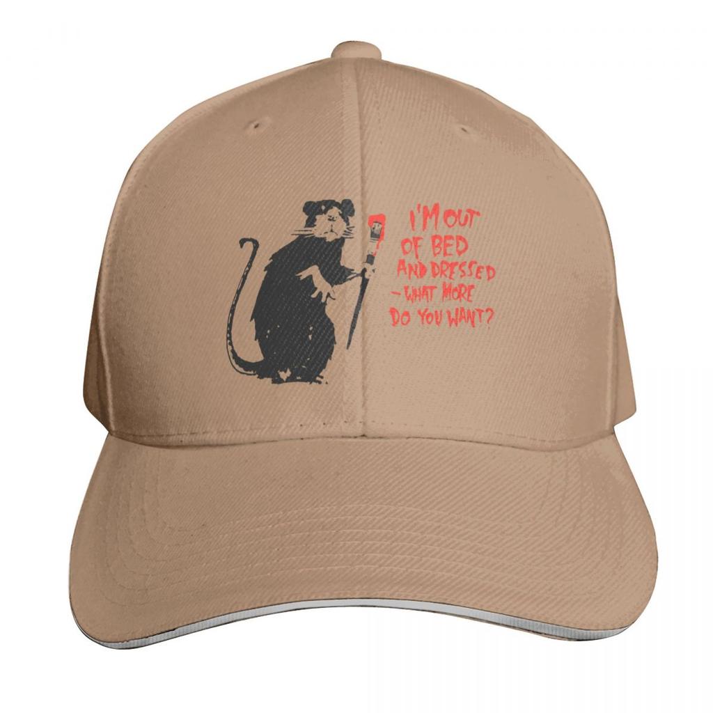 BANKSY Out Of Bed Rat Baseball Cap Military Tactical Cap Hat Baseball Cap Beach western Hat Womens Hats Unisexs