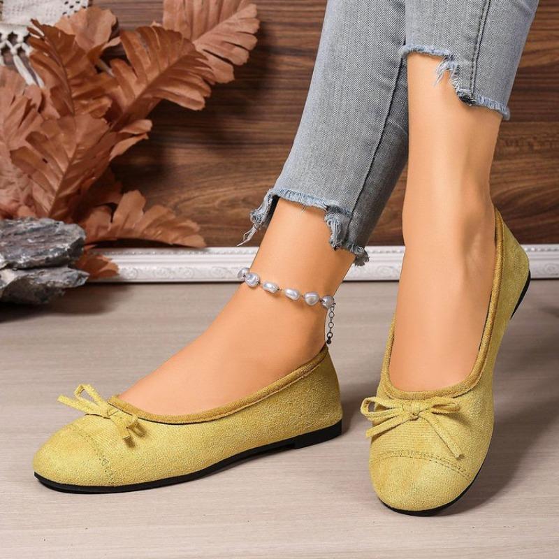 Fashion Round Toe Retro Woman Shoes Red Suede Casual Flat Shoes Fashion Shallow Slip on Ladies Elegant Ballerinas Shoes Soft Sole Flats