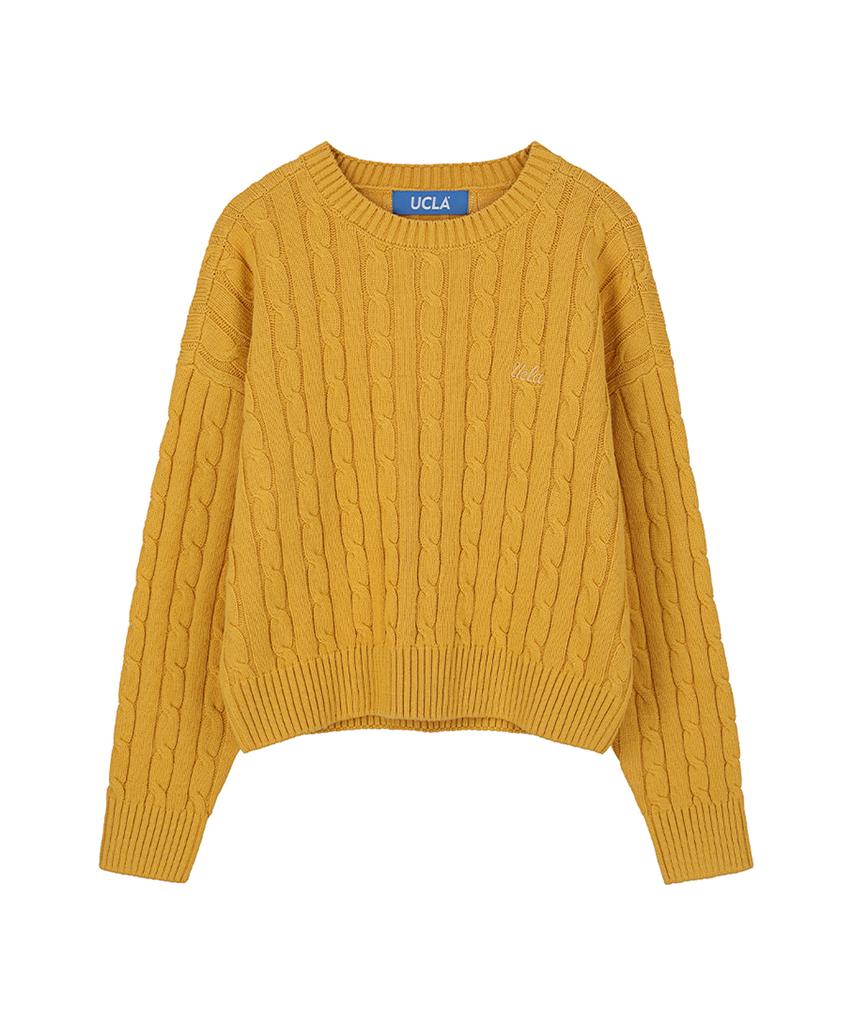 UCLA Unisex Round Neck Cable Knit [Yellow](Uzalk8A_75)