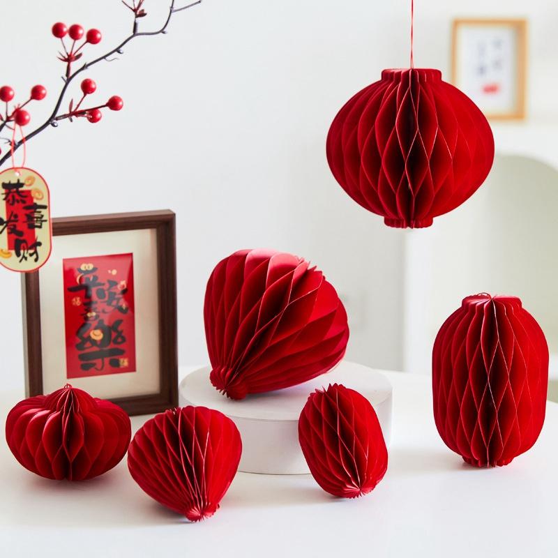 Newyear Paper Folding Christmas Tree 3D Honeycomb Christmas Tree Hanging Pendent New Year Xmas Party Desktop Vase Christmas Gift