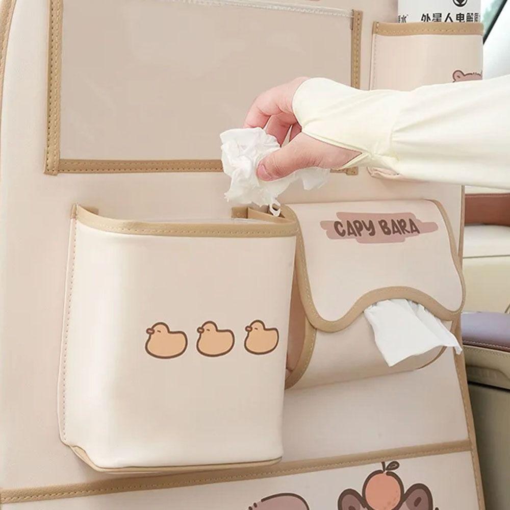 Anti-fouling Car Storage Box Genuine Leather Capybara Anti-kick Pad  Seat Back Foot Pad