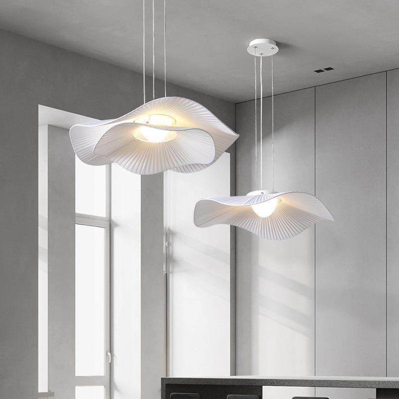 Nordic Lotus Leaf Pendant Light - Elegant White LED Ceiling Fixture for Living Room, Bedroom, Study, or Restaurant.