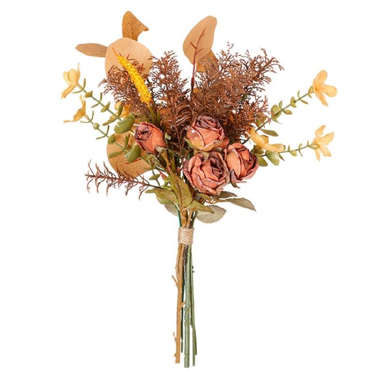 Artificial Rose Flowers Silk Maple Leaves Fall Decoration Flower Arrangements