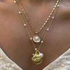 Boho Summer Seashell Beach Starfish Imitation Pearl Necklace Set for Women Retro Simple Multilaye Charm Chain Jewerly Sets Gifts