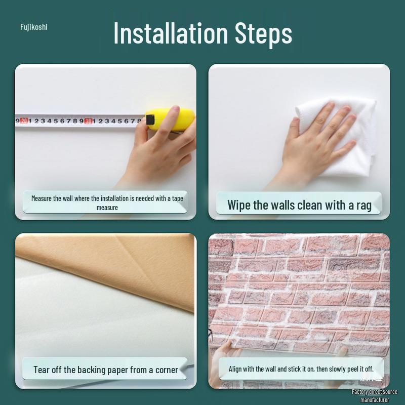 Retro 3D Brick Pattern Self-Adhesive Moisture-Proof Wallpaper Sticker