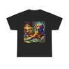 Unisex Adult T Shirt Stained Glass Style Art Lab Dog Playing Poker Pet Graphic