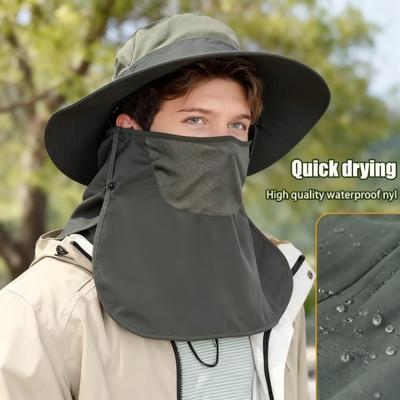 Men's Shawl-covered Fisherman Hat Outdoor Breathable Sunscreen Fishing Hat Travel Mountaineering and Hiking Hats