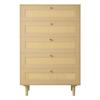 5-lade Rotan Commode, Moderne Kledingkast Commode voor Slaapkamer, Natuurlijke Rotan Ladekast met Metalen Handgrepen & Houten Poten, Kleding Organizer Kast