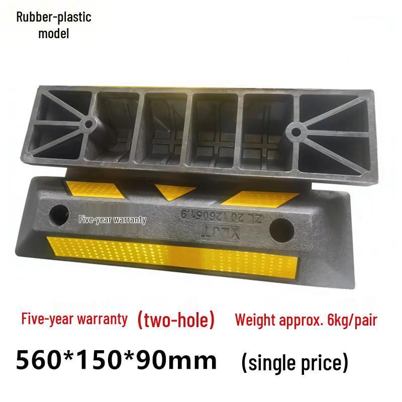 Dual Wheel Stopper Bollard: Rubber & Plastic Parking Position Limiter