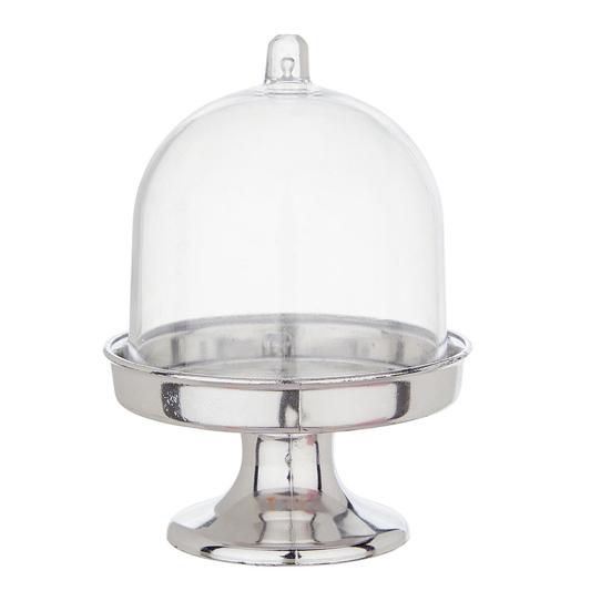 Mini-Kuchenständer aus Kunststoff mit Kuppelhaube Klar Dessert Cupcake Ausstellungsständer Schokoladen-Süßigkeiten-Platte für Geburtstag Feiertag Babyparty Teeparty Zubehör