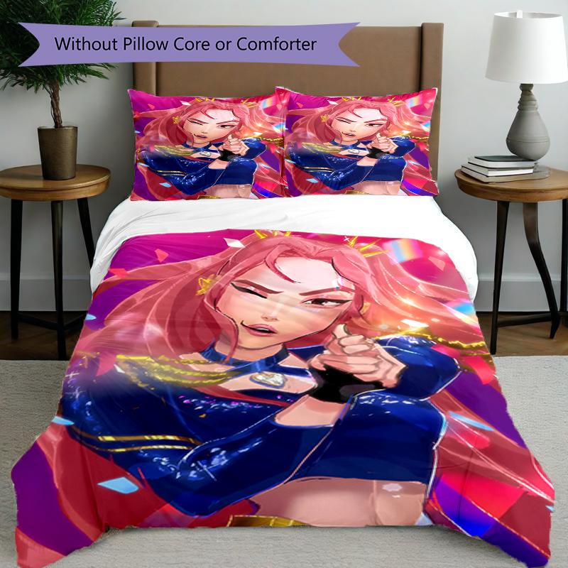 Set copripiumino 3 pezzi (1*Copripiumino + 2*Federe, Senza Nucleo),Set Biancheria da Letto con Stampa KPop Demon Hunters, Decorazione Camera da Letto, Stagione Unica, Regalo di Compleanno