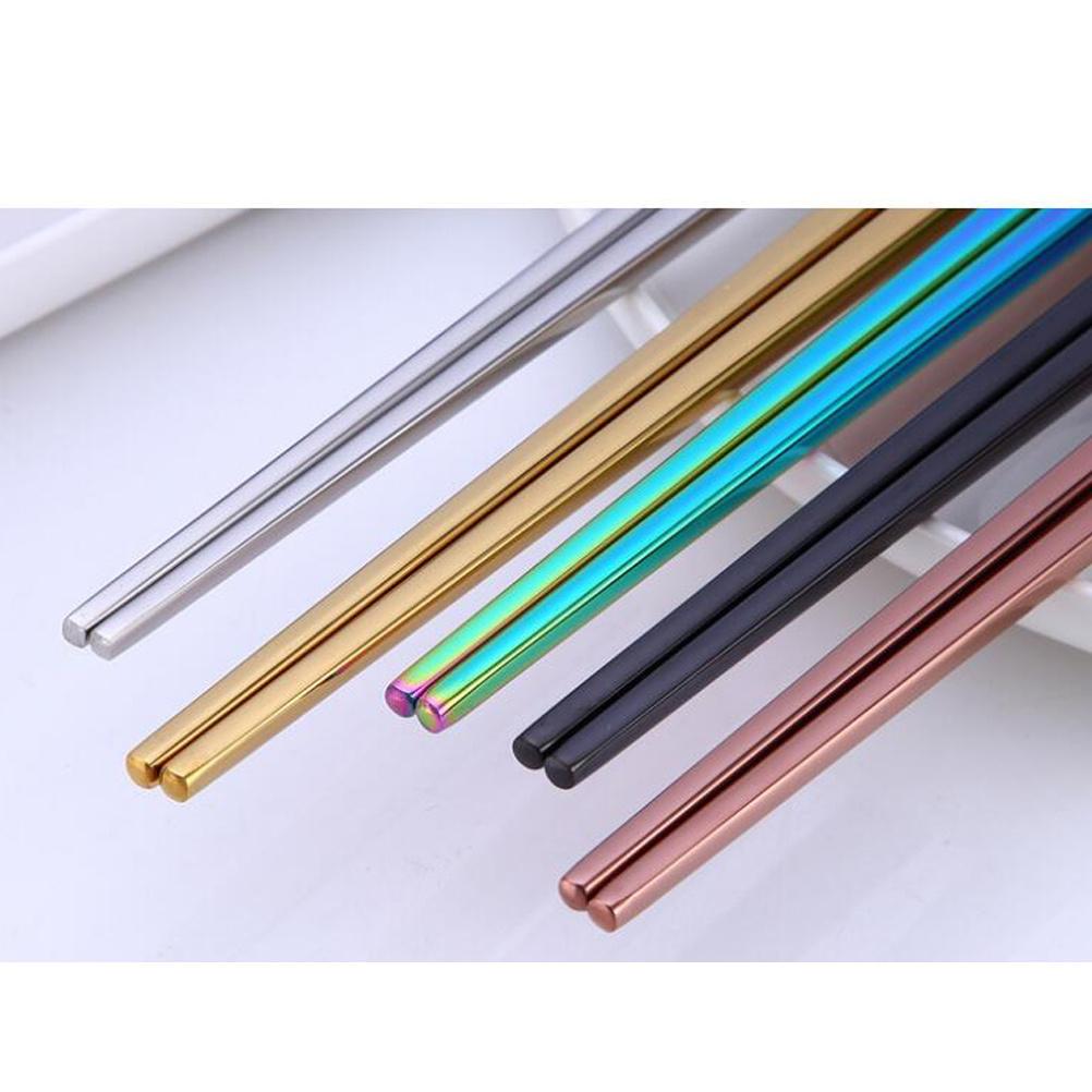 1pcs Stainless Steel Chopsticks 23Cm Square Reusable Metal Rustproof Dishwasher Safe For Rice Food Vegetables Meat Serving