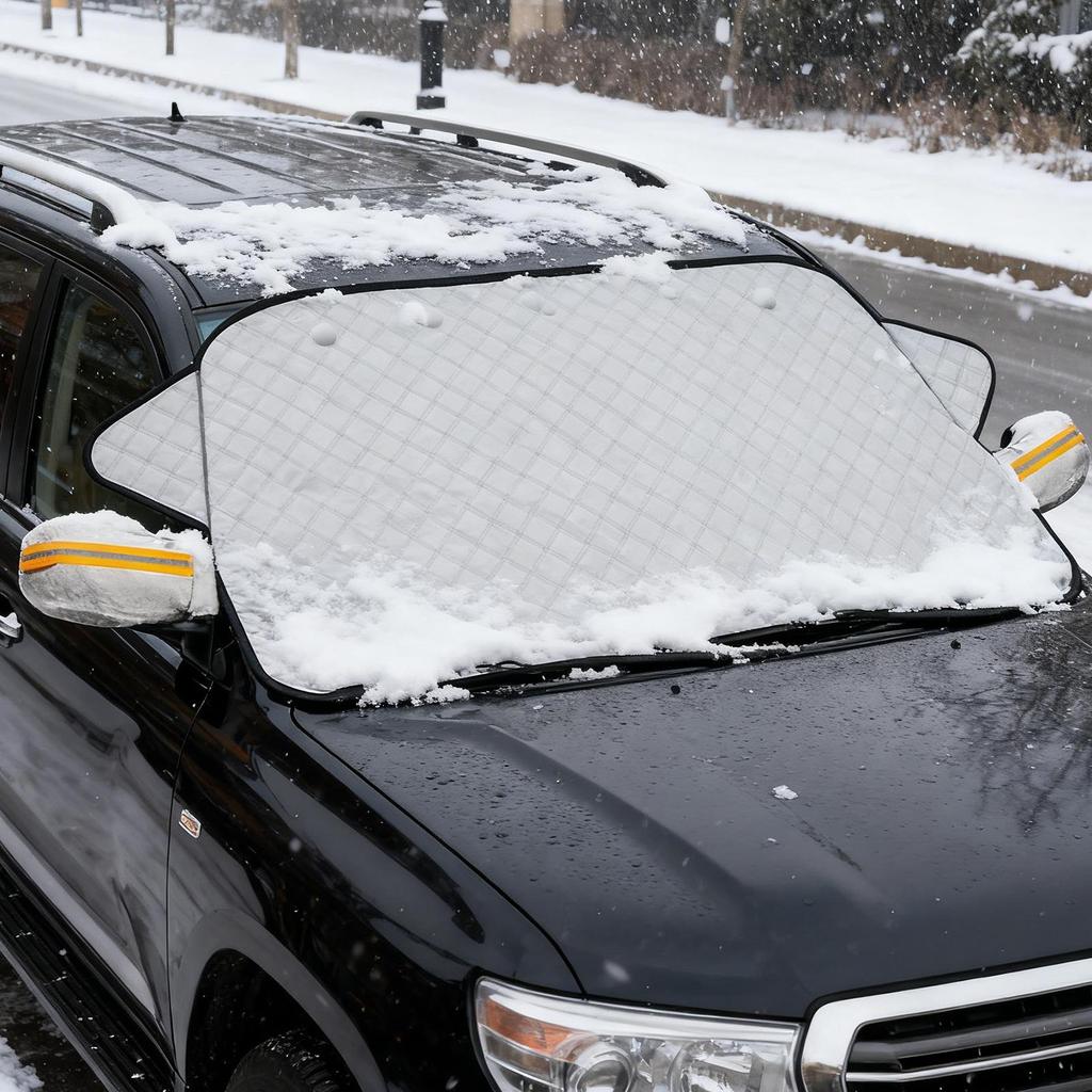 4-Layer Magnetic Car Windshield Cover Windshield Ice Snow Cover Protector With Rearview Mirror Cover For Sedans SUVs And MPVs