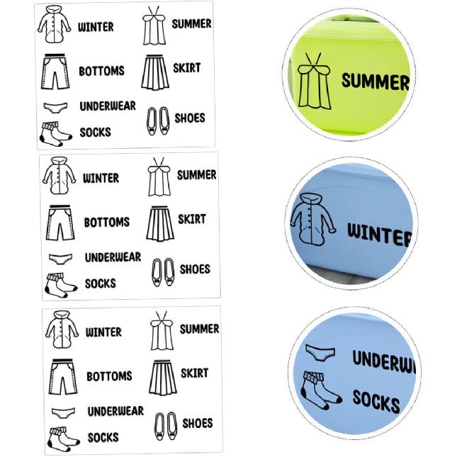 3pcs Boy Girl Clothing Labels Self-Adhesive Clothing Sort Stickers for Dresser Organization Educational Decals for Wardrobe with Pictures and Text
