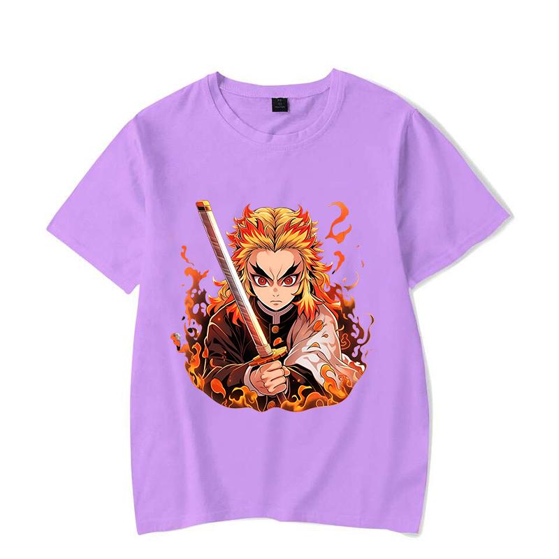 Hot Anime Rengoku Kyoujurou Print Short Sleeve T Shirts Men Women Shirts Summer Short Sleeved Loose Y2k Tops Size XXS-4XL