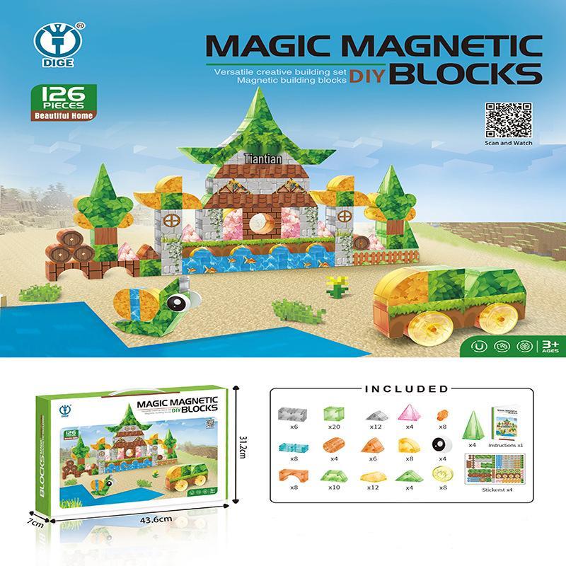 DiGe Geometric Magnetic Blocks - Building Blocks for Construction Vehicles & Castles - Children's Toys