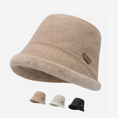 Women's Autumn and Winter Plush Thickened Warm Bucket Cap