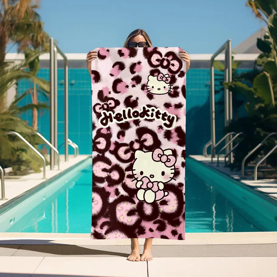 Personal Care Beach Towels Leopard Print H-Hello K-Kitty Cat Bathroom Spa Large Bath Towel Sauna Turban for Hair Drying Home Gym