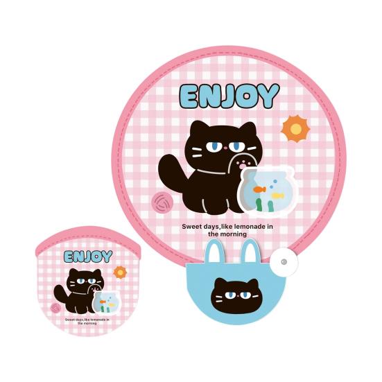 Cartoon Folding Round Fan with Photography Reflector Portable Lightweight Pocket Size Outdoor Travel Camping Summer Handheld Fan